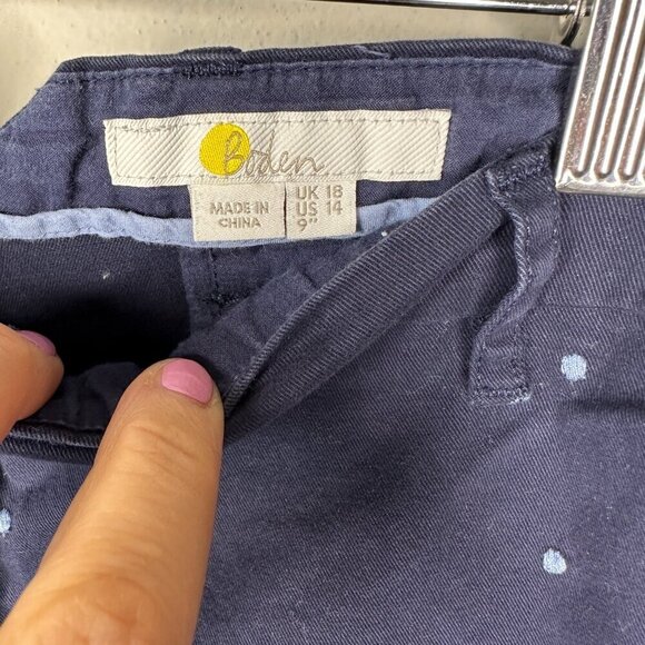 Boden Rachel Navy Polka Dot Chino Shorts - Size 14 - Picture 9 of 11